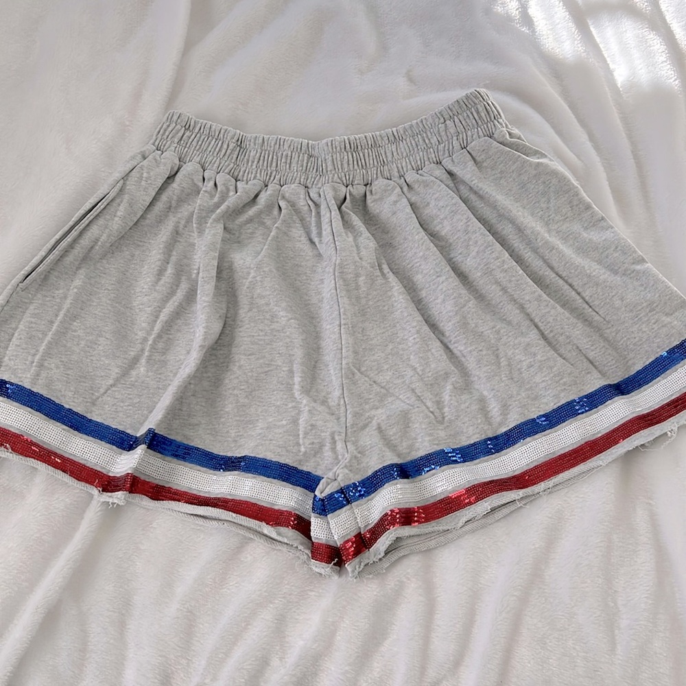 Gray shorts with sequin trim, size large